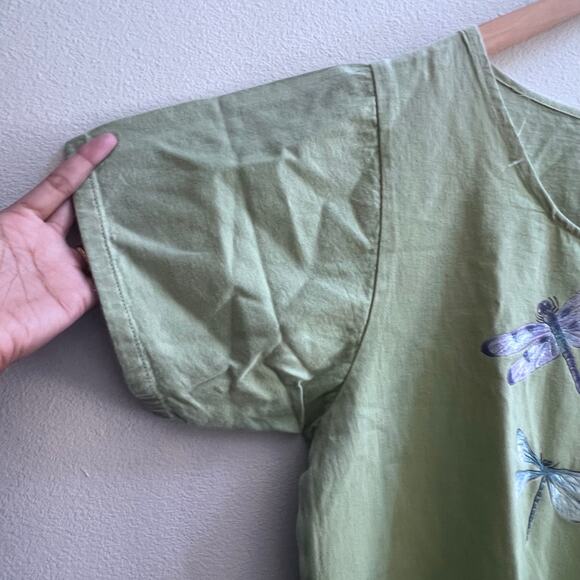 Vintage Gemini II Women's Green Butterflies Pockets Short Sleeve Boxy Dress L - Picture 5 of 7